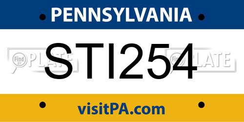 STI254 Pennsylvania License Plate