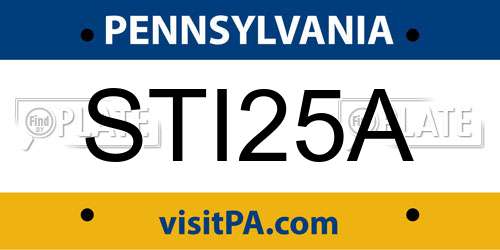 STI25A Pennsylvania License Plate