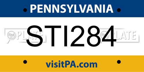 STI284 Pennsylvania License Plate