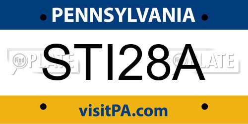 STI28A Pennsylvania License Plate