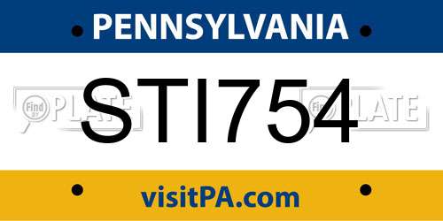 STI754 Pennsylvania License Plate