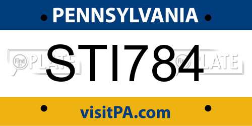STI784 Pennsylvania License Plate