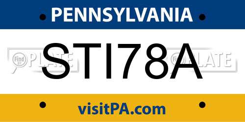 STI78A Pennsylvania License Plate