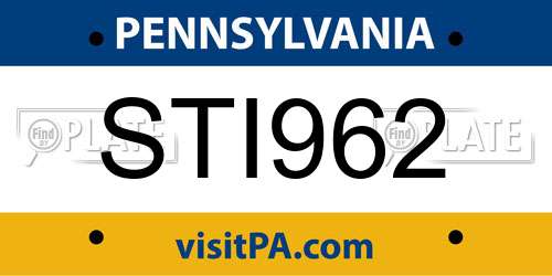 STI962 Pennsylvania License Plate