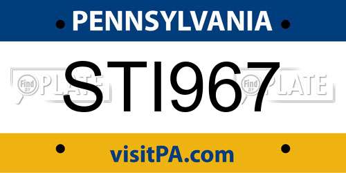 STI967 Pennsylvania License Plate
