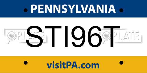 STI96T Pennsylvania License Plate