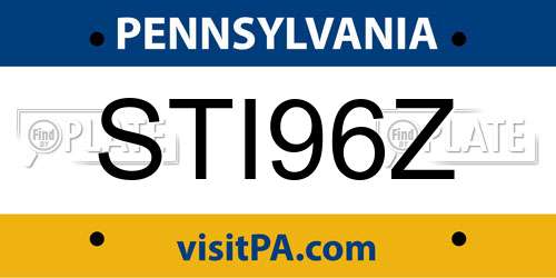 STI96Z Pennsylvania License Plate