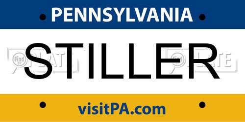 STILLER Pennsylvania License Plate