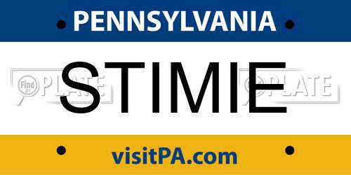 STIMIE Pennsylvania License Plate