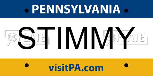 STIMMY Pennsylvania License Plate