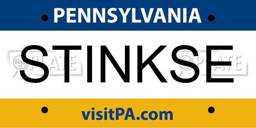 STINKSE Pennsylvania License Plate