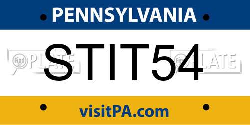 STIT54 Pennsylvania License Plate
