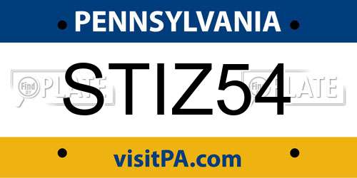 STIZ54 Pennsylvania License Plate
