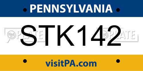STK142 Pennsylvania License Plate