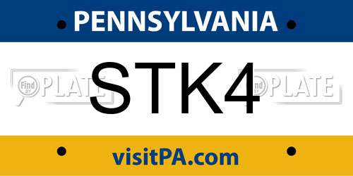 STK4 Pennsylvania License Plate