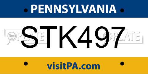 STK497 Pennsylvania License Plate