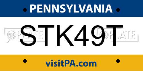 STK49T Pennsylvania License Plate