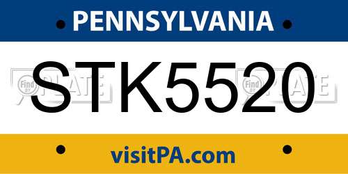 STK5520 Pennsylvania License Plate