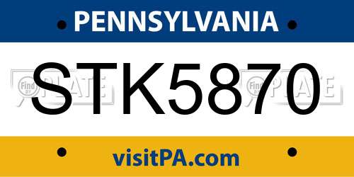 STK5870 Pennsylvania License Plate