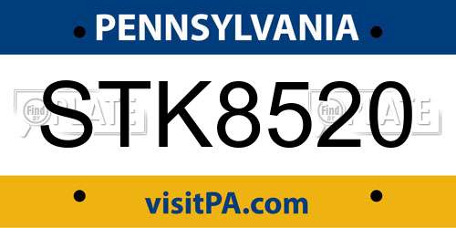 STK8520 Pennsylvania License Plate