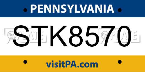 STK8570 Pennsylvania License Plate