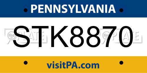 STK8870 Pennsylvania License Plate