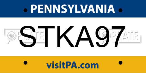 STKA97 Pennsylvania License Plate