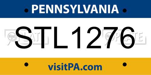 STL1276 Pennsylvania License Plate