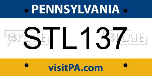 STL137 Pennsylvania License Plate