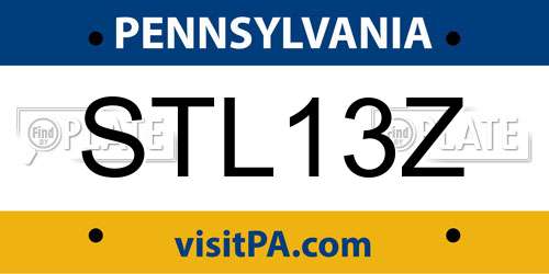 STL13Z Pennsylvania License Plate