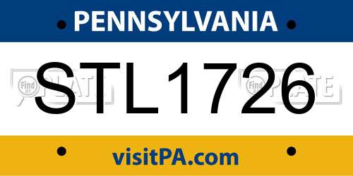 STL1726 Pennsylvania License Plate