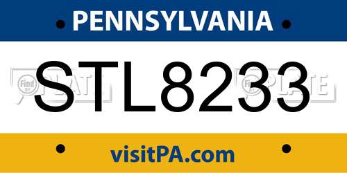 STL8233 Pennsylvania License Plate
