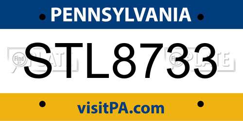 STL8733 Pennsylvania License Plate