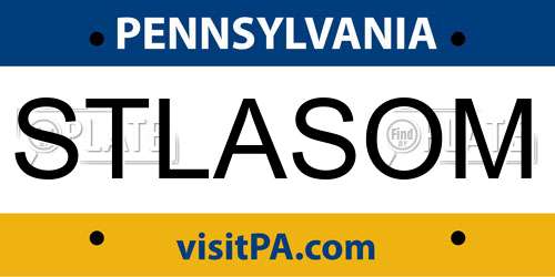 STLASOM Pennsylvania License Plate