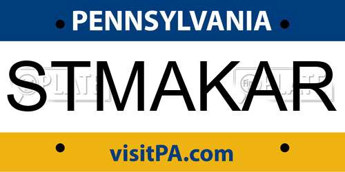 STMAKAR Pennsylvania License Plate