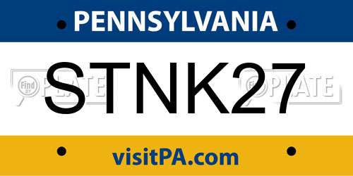 STNK27 Pennsylvania License Plate