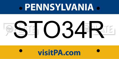 STO34R Pennsylvania License Plate