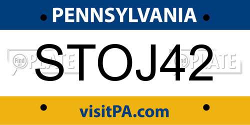 STOJ42 Pennsylvania License Plate