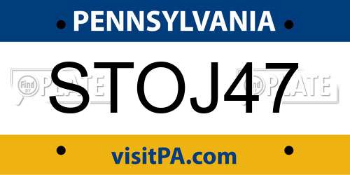 STOJ47 Pennsylvania License Plate
