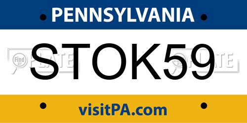 STOK59 Pennsylvania License Plate