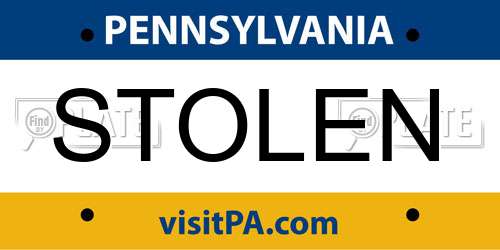 STOLEN Pennsylvania License Plate