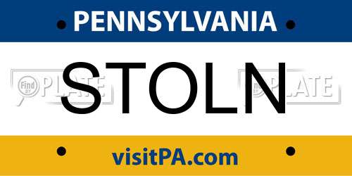 STOLN Pennsylvania License Plate