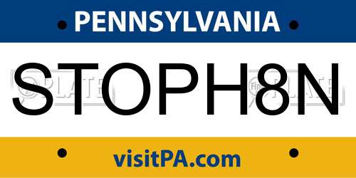 STOPH8N Pennsylvania License Plate