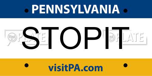 STOPIT Pennsylvania License Plate