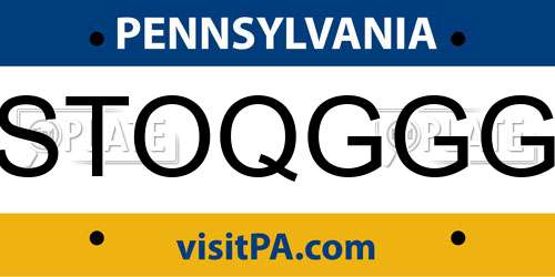 STOQGGG Pennsylvania License Plate