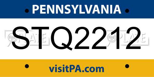 STQ2212 Pennsylvania License Plate