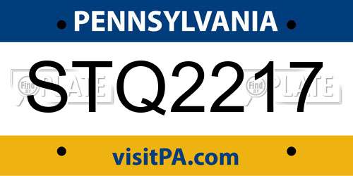 STQ2217 Pennsylvania License Plate