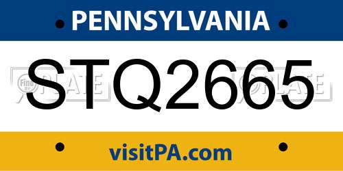 STQ2665 Pennsylvania License Plate