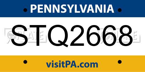 STQ2668 Pennsylvania License Plate