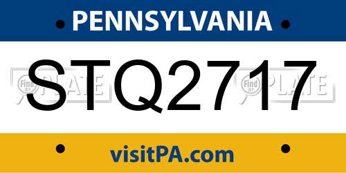 STQ2717 Pennsylvania License Plate